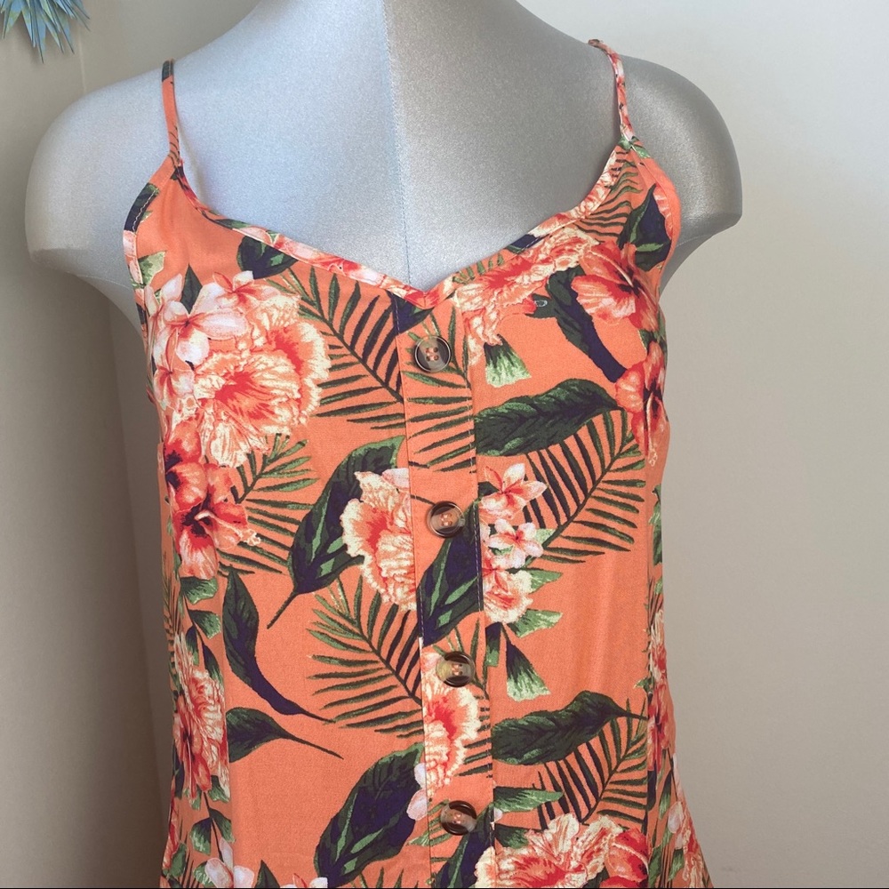 BOHO summer dress floral print button front SZ S - Picture 2 of 4